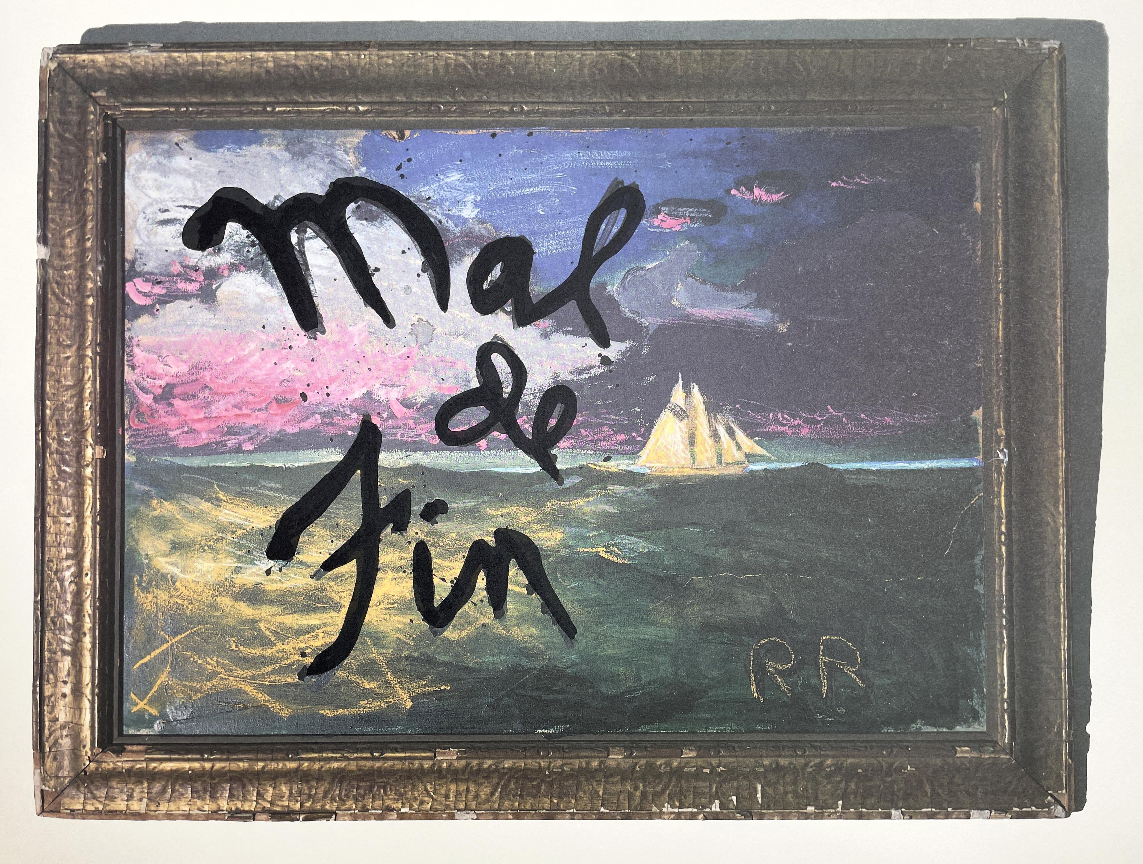 Vintage Rene Ricard Mal de Fin: Paintings 1989-1990 poster con poesia e oceano in vendita 1