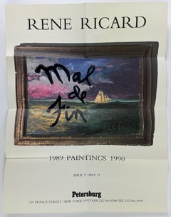 Vintage Rene Ricard Mal de Fin: Paintings 1989-1990 poster con poesia e oceano