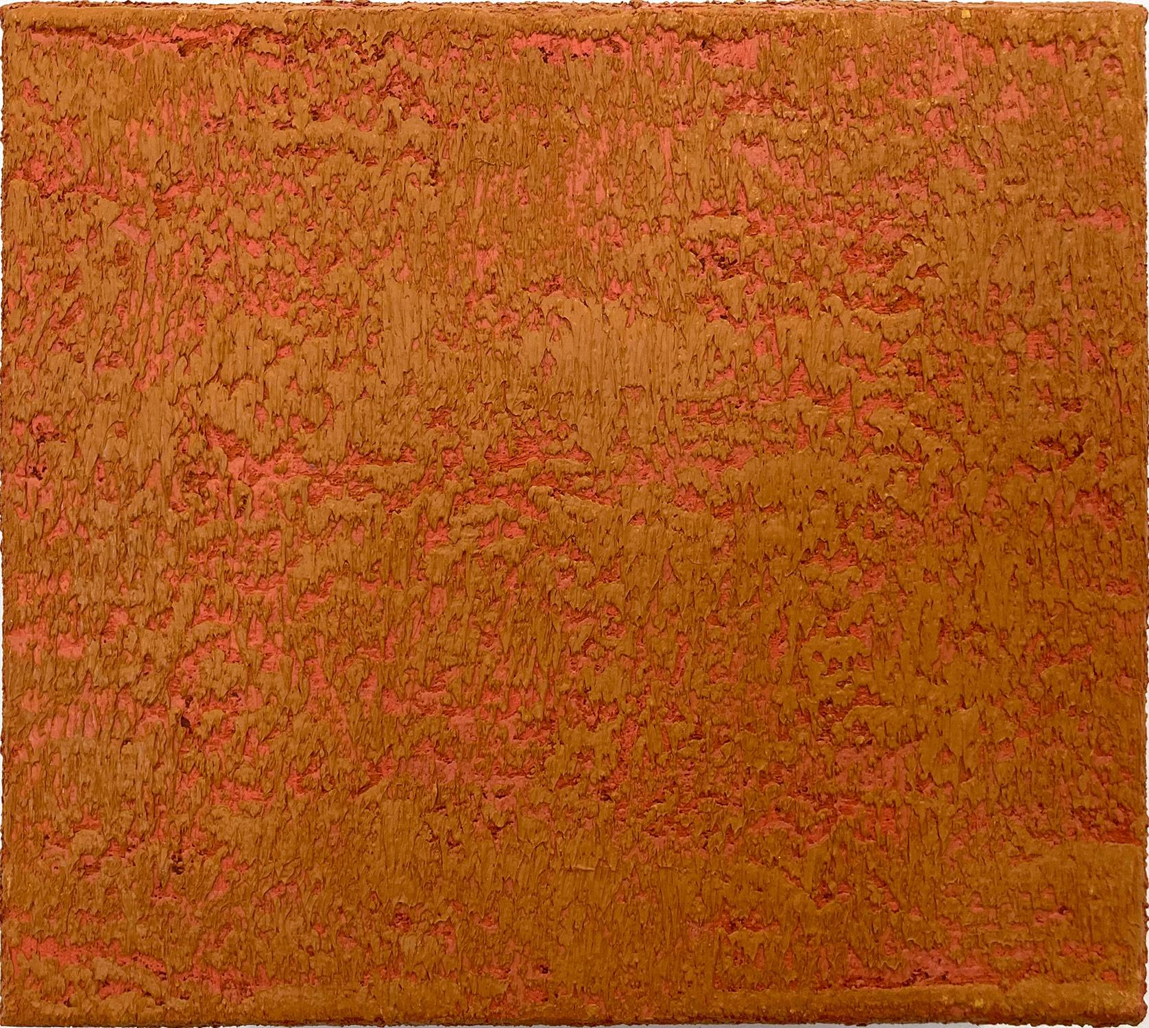 Rene Rietmeyer Abstract Painting - "Canada VII" Mid Century Style Abstract Cube Texture of Orange Tones