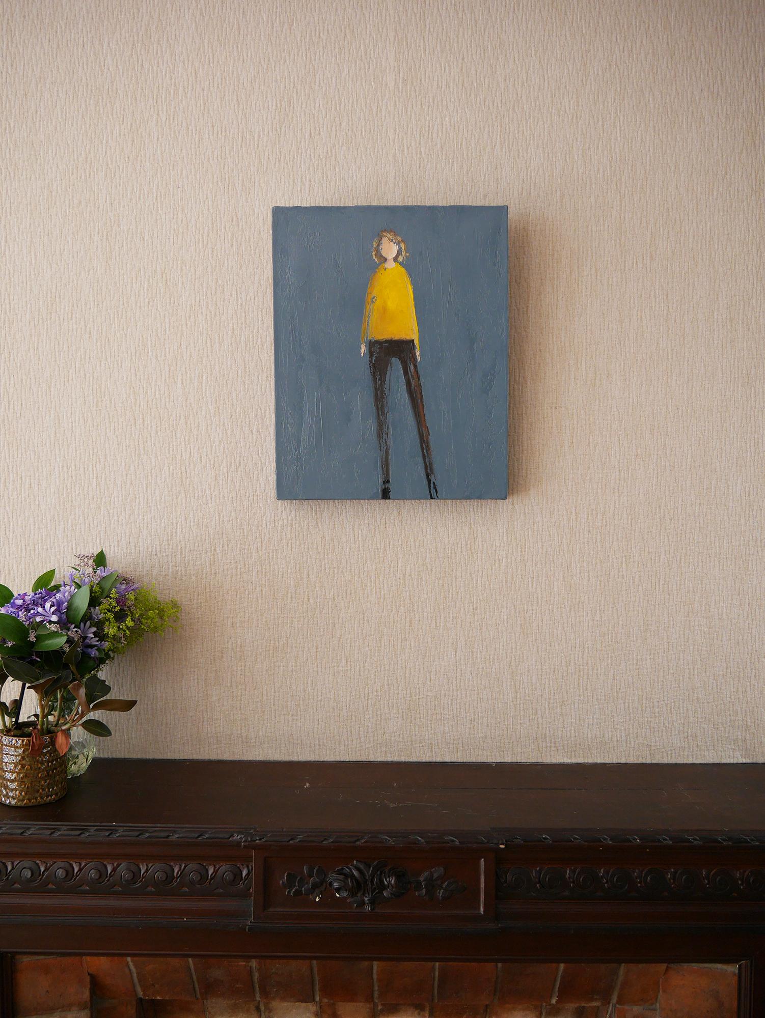 Ashura, peinture à l'huile figurative aux couleurs vives - Femme en ombre Ren Romero Schuler - Gris Figurative Painting par René Romero Schuler