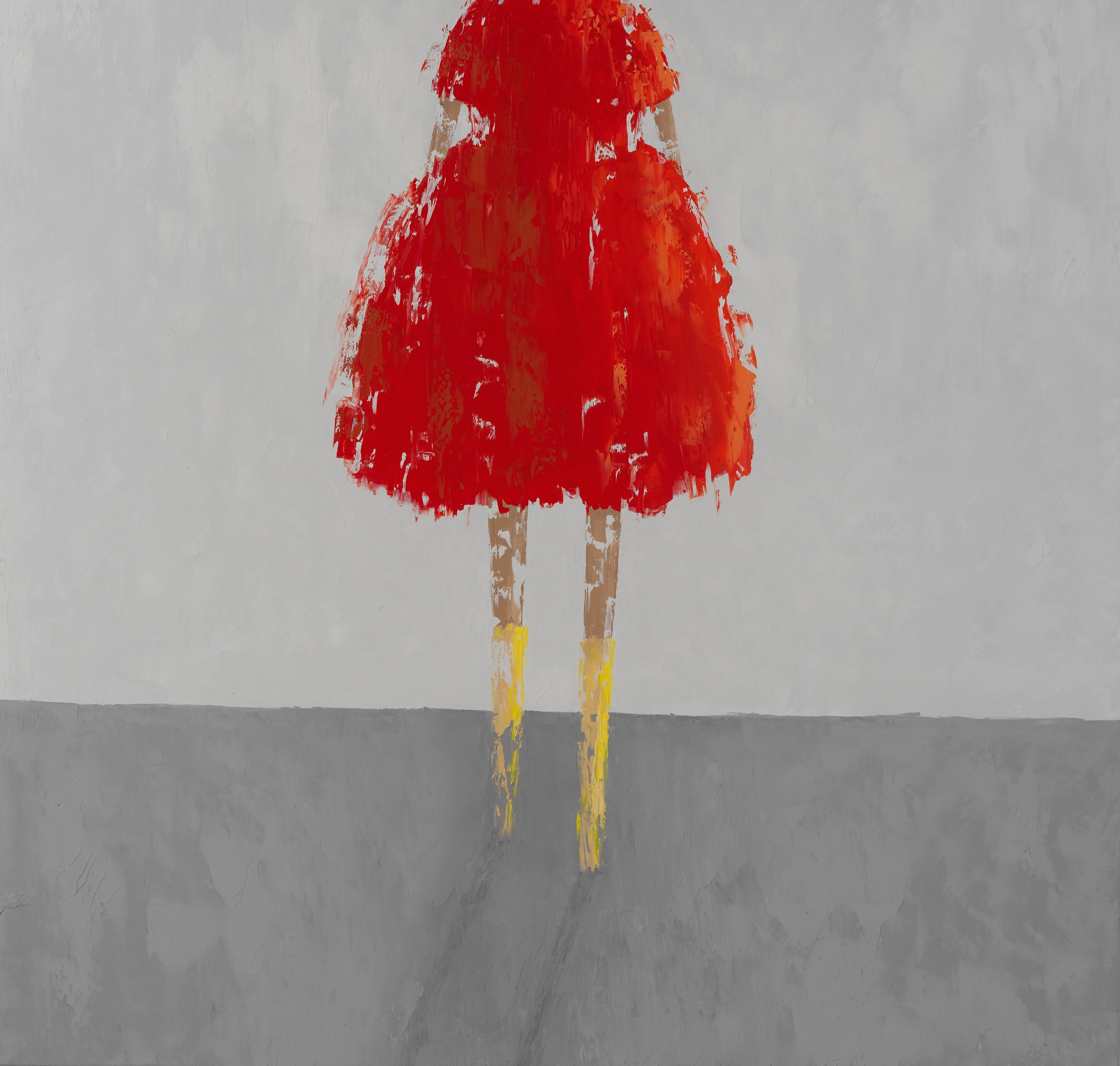 Charme - Gris Figurative Painting par René Romero Schuler