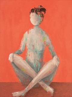 Emoco figurative oil painting nude shadow portrait by René Romero Schuler
