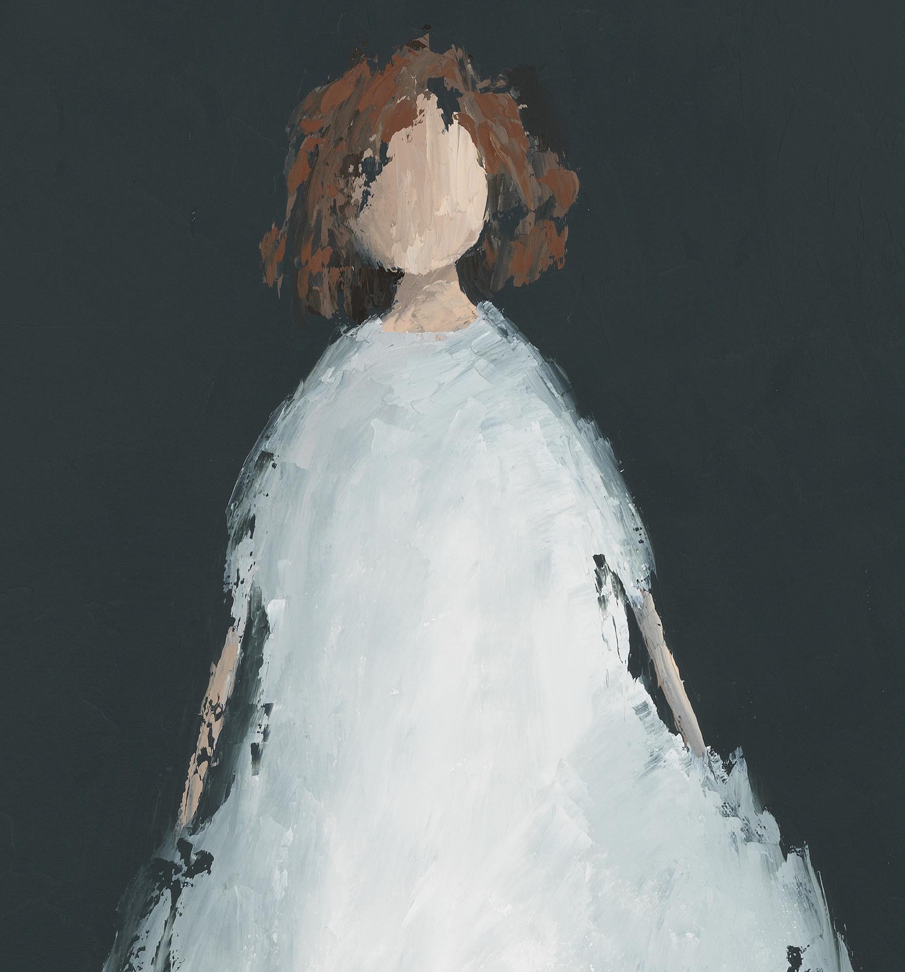 Kasha dipinto ad olio figurativo ritratto donna ombra di René Romero Schuler in vendita 1