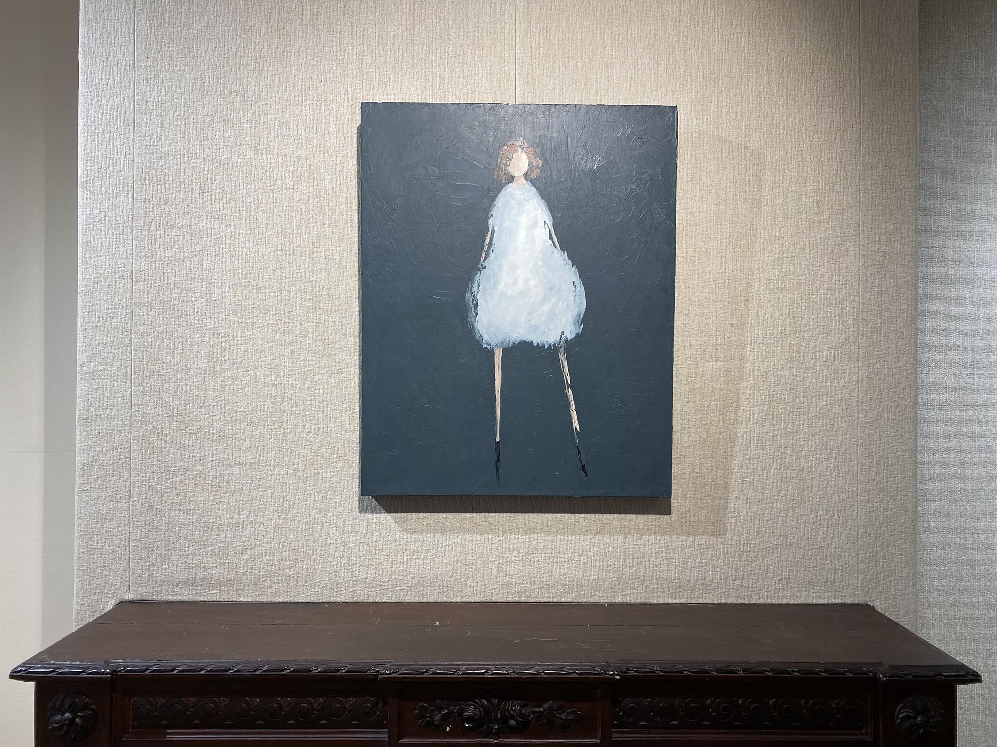 Kasha dipinto ad olio figurativo ritratto donna ombra di René Romero Schuler in vendita 2