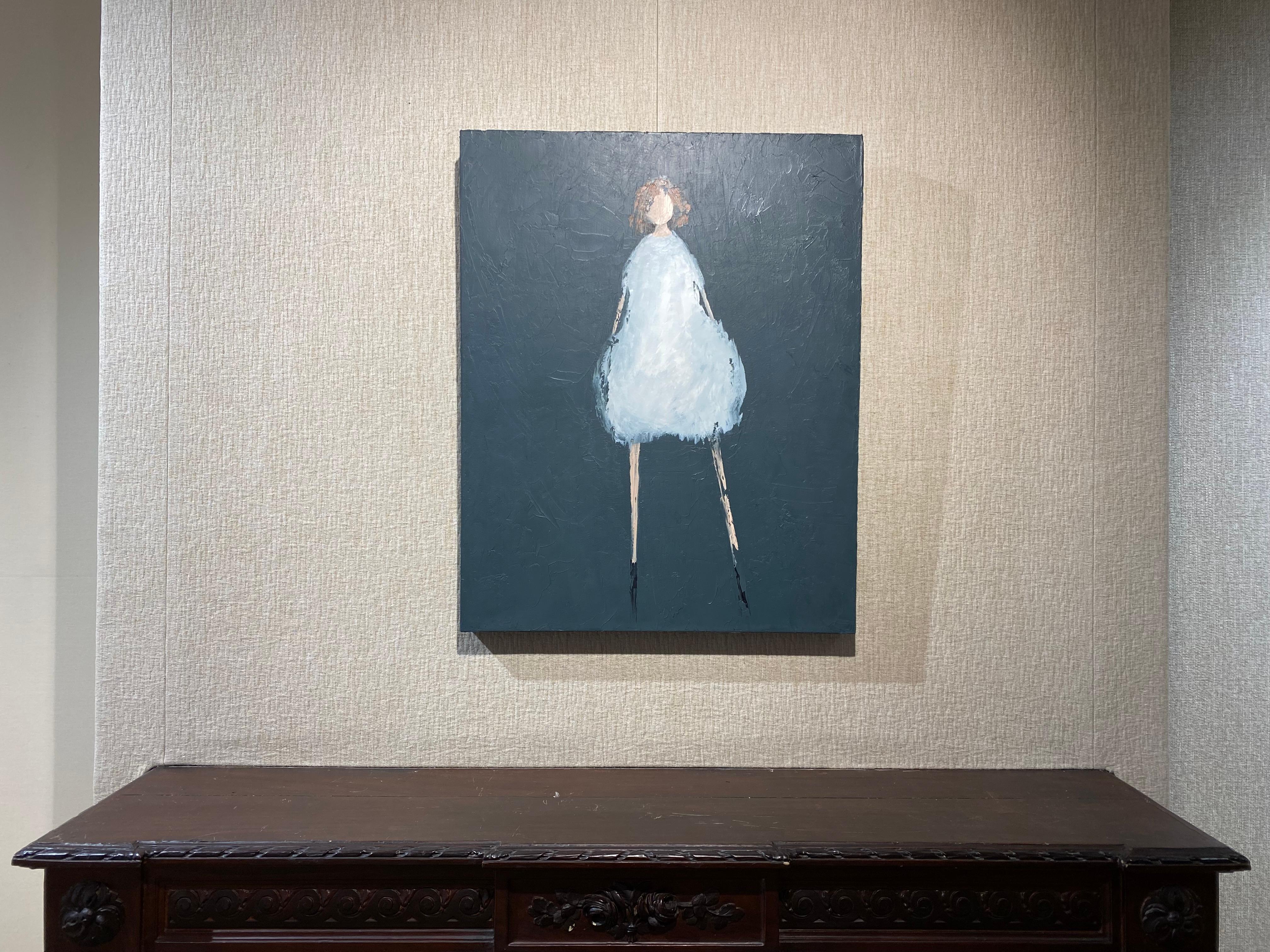 Kasha dipinto ad olio figurativo ritratto donna ombra di René Romero Schuler in vendita 4
