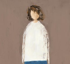 Peinture à l'huile figurative Sidana, portrait d'ombres de femme et fille par Ren Romero Schuler
