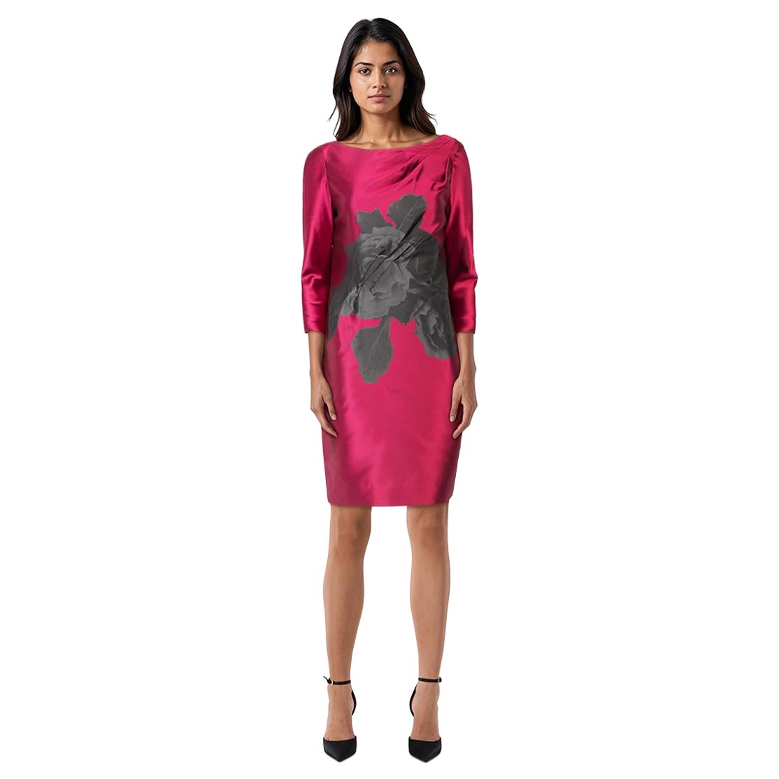 Rene Ruiz Pink Floral Print Dress Size L en venta