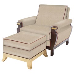 René Set of Beige Armchair and Ottoman