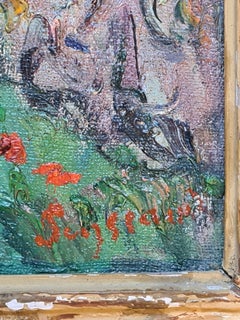 Fauvist Oil on Canvas French Rural Landscape with Poppies
