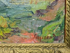 French Fauvist Oil on Canvas Landscape, Men Ploughing the Fields