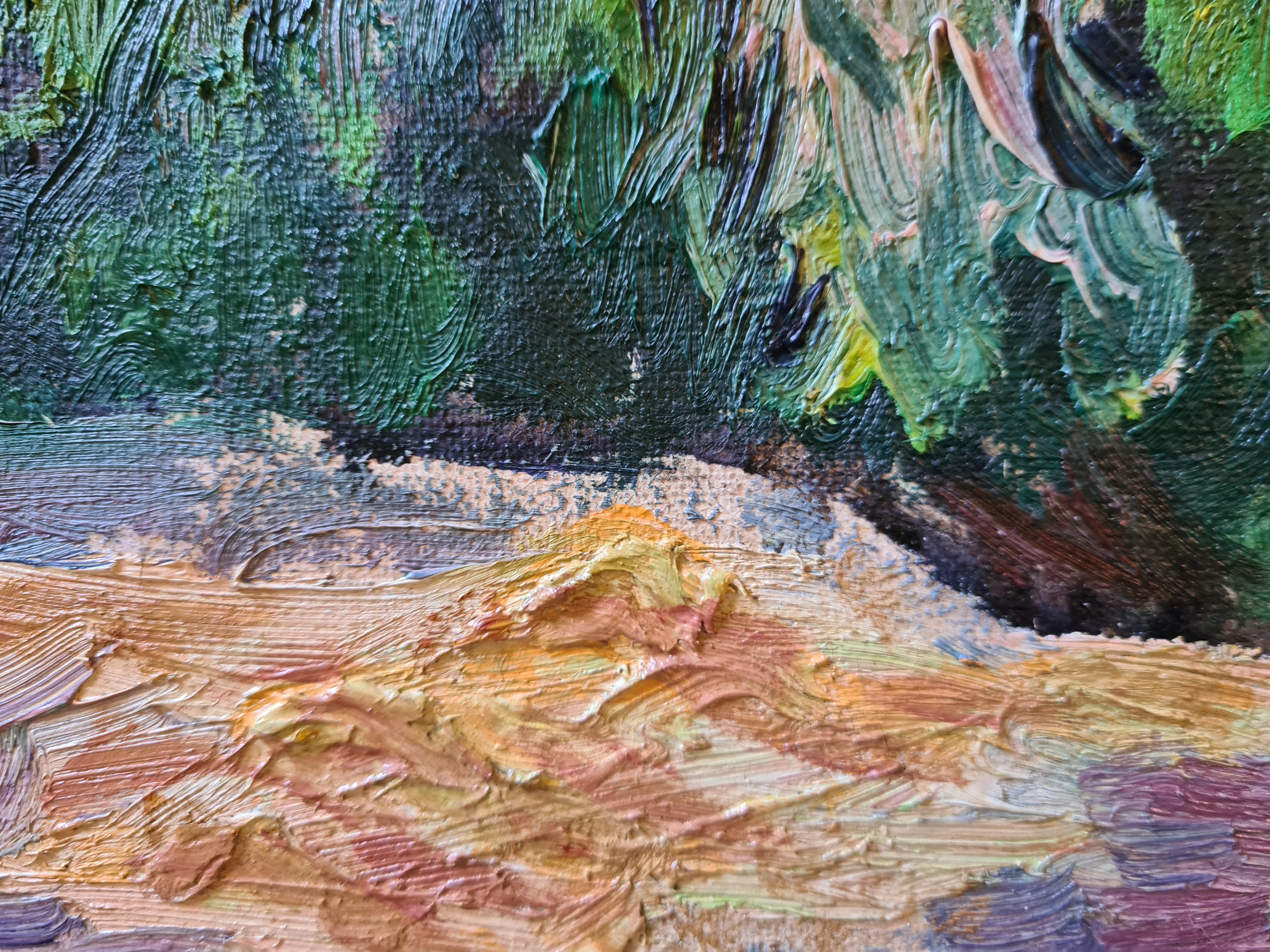 Óleo sobre lienzo fauvista francés Paisaje a la vista del agua del Atelier A de Seyssaud 3