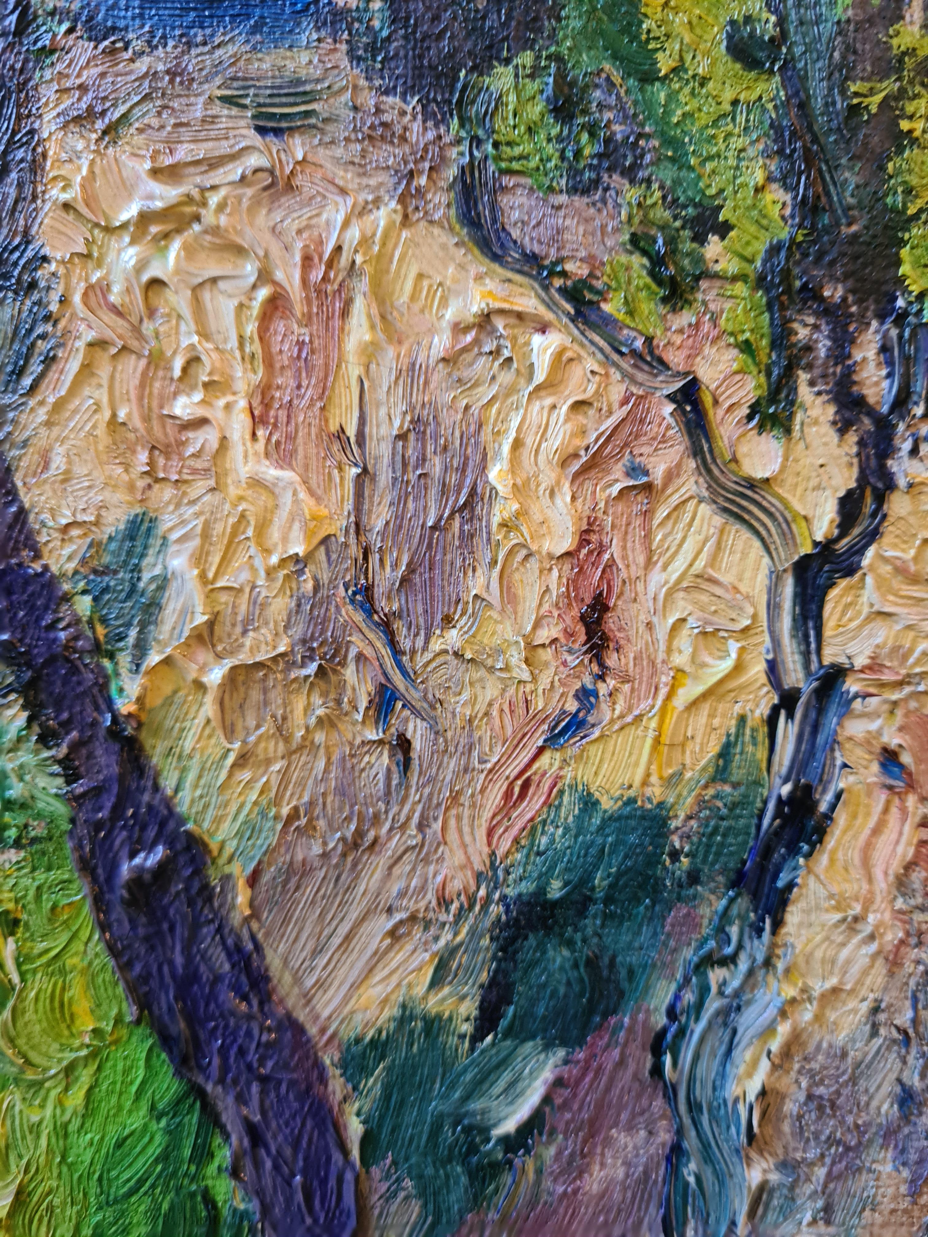 Óleo sobre lienzo fauvista francés Paisaje a la vista del agua del Atelier A de Seyssaud 4