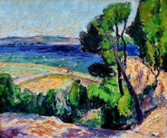 French Fauvist Oil on Canvas Landscape to the Water View from Seyssaud's Atelier