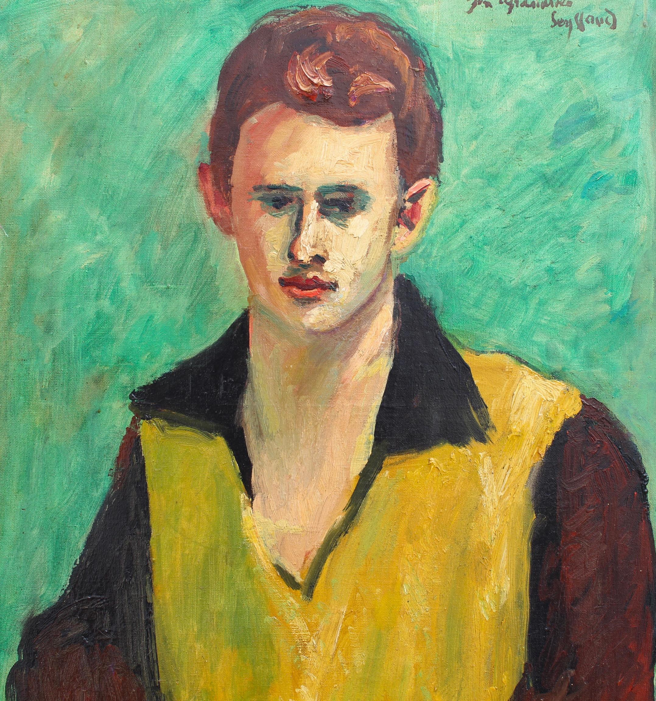 'Portrait of the Nephew of the Artist' by René Seyssaud, French Oil Painting For Sale 12
