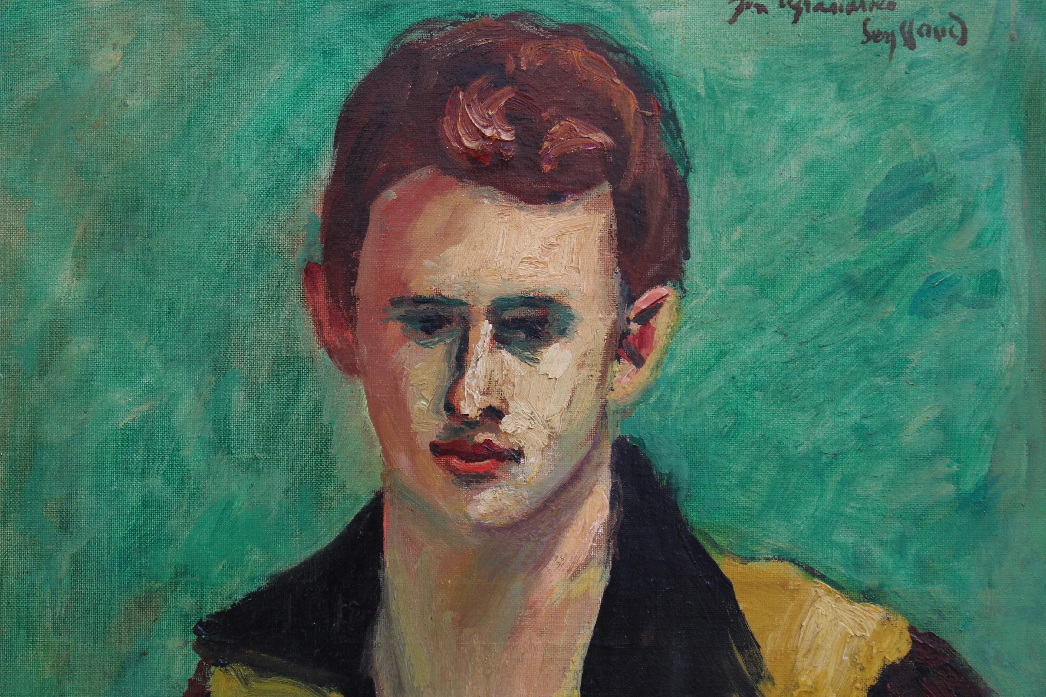 'Portrait of the Nephew of the Artist' by René Seyssaud, French Oil Painting For Sale 15
