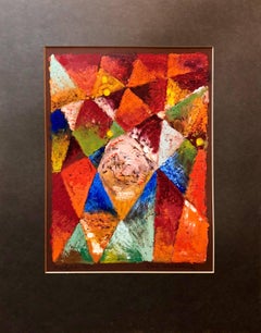 Abstract Geometric Oil Monotype Painting 1966 Chelsea Hotel