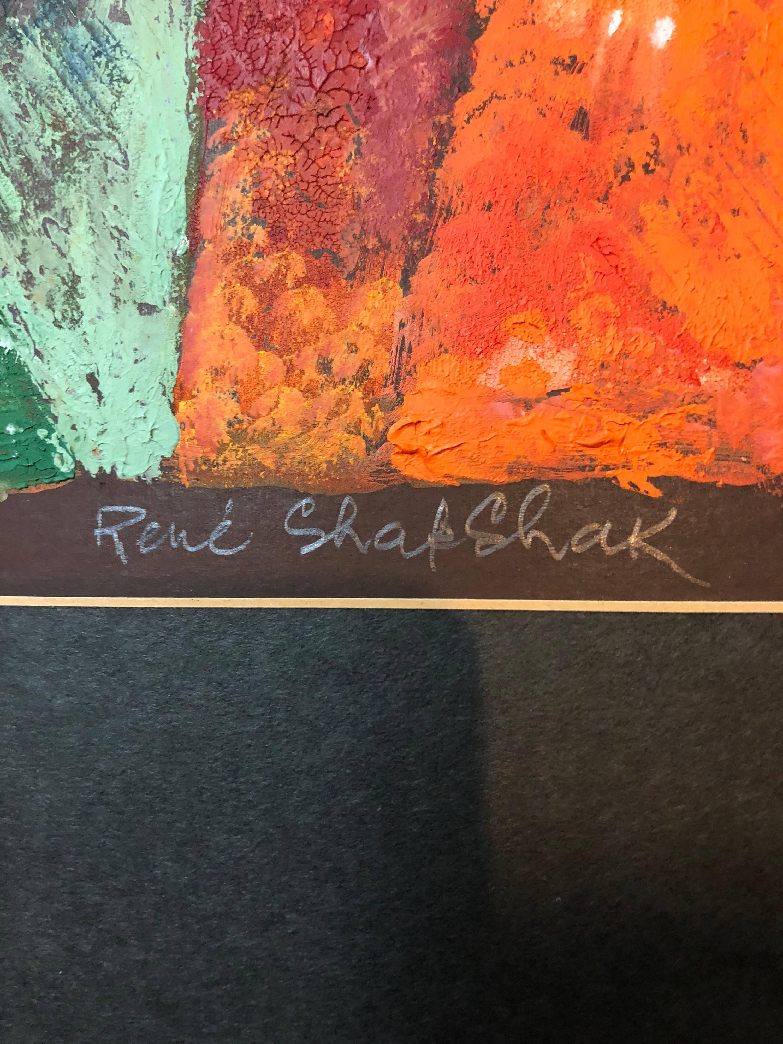 21.5x17 with mat , 14.5x10.75 without mat. 
Noted artist and sculptor, Dr. Rene Shapshak was born in Paris, studied at the École des Beaux-Arts in Paris (that produced such giants as Claude Monet and Pierre Renoir), London, Bruxelles, emigrated to