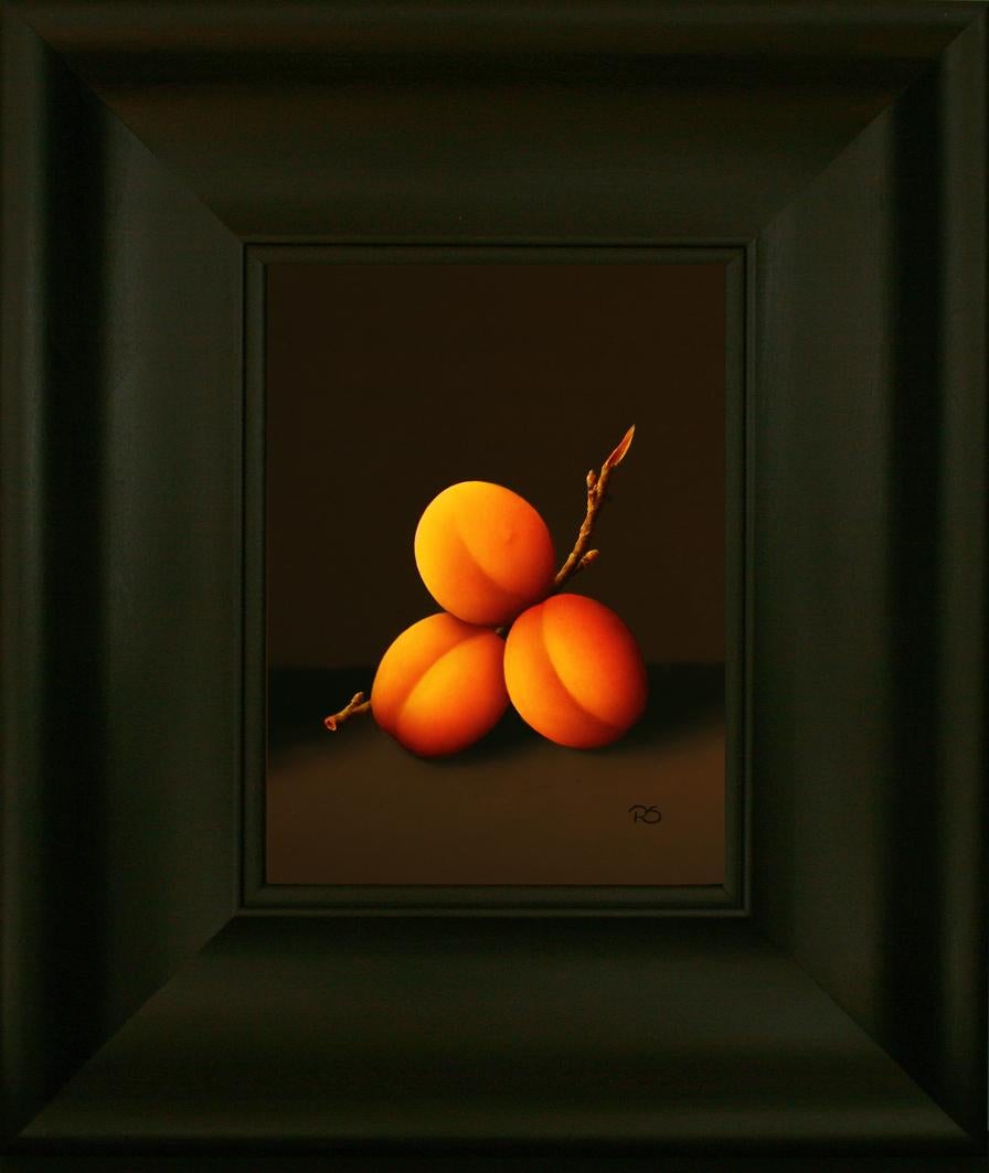“Apricots” Contemporary Fine Realist Still-Life Painting of Apricots, Fruit