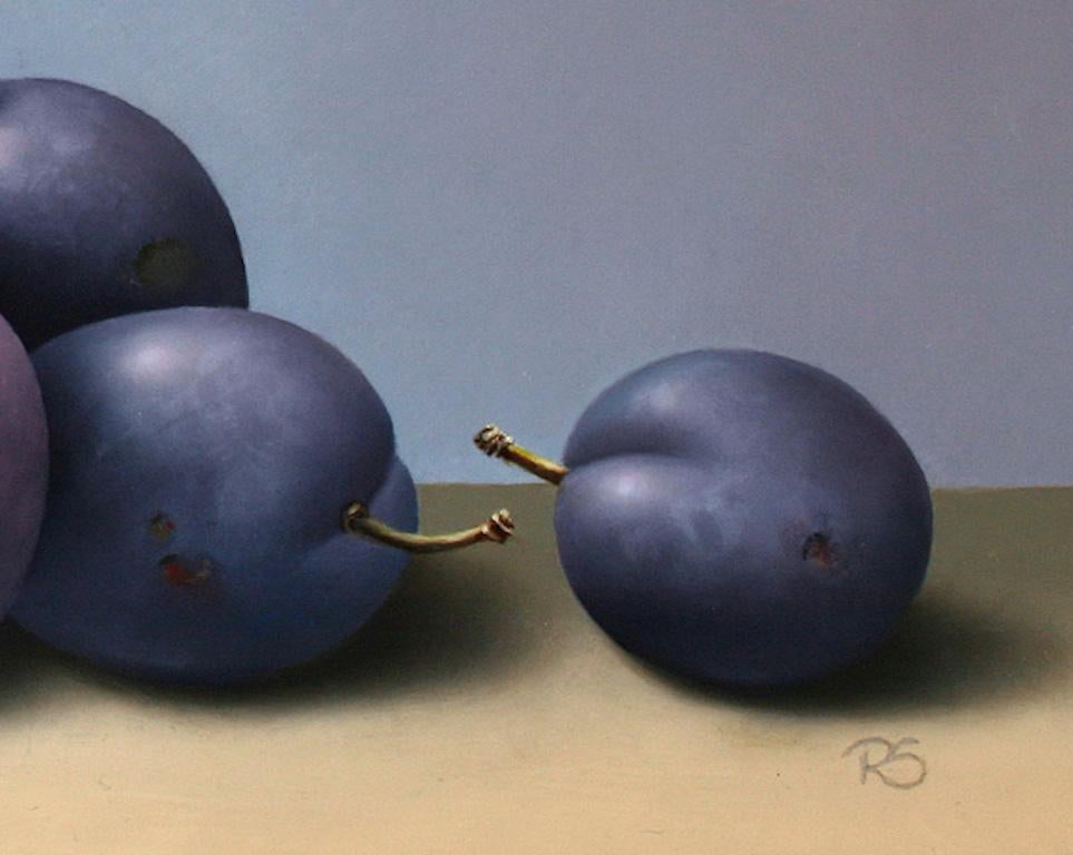 ''Blue Plums” Contemporary Fine Realist Still-Life Painting of Blue Plums For Sale 2