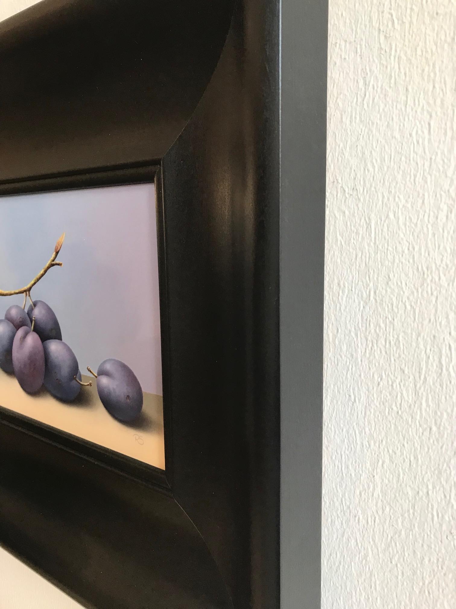 ''Blue Plums” Contemporary Fine Realist Still-Life Painting of Blue Plums For Sale 6