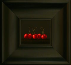 ''Cherries” Contemporary Fine Realist Still-Life Painting of Red Cherries, Fruit