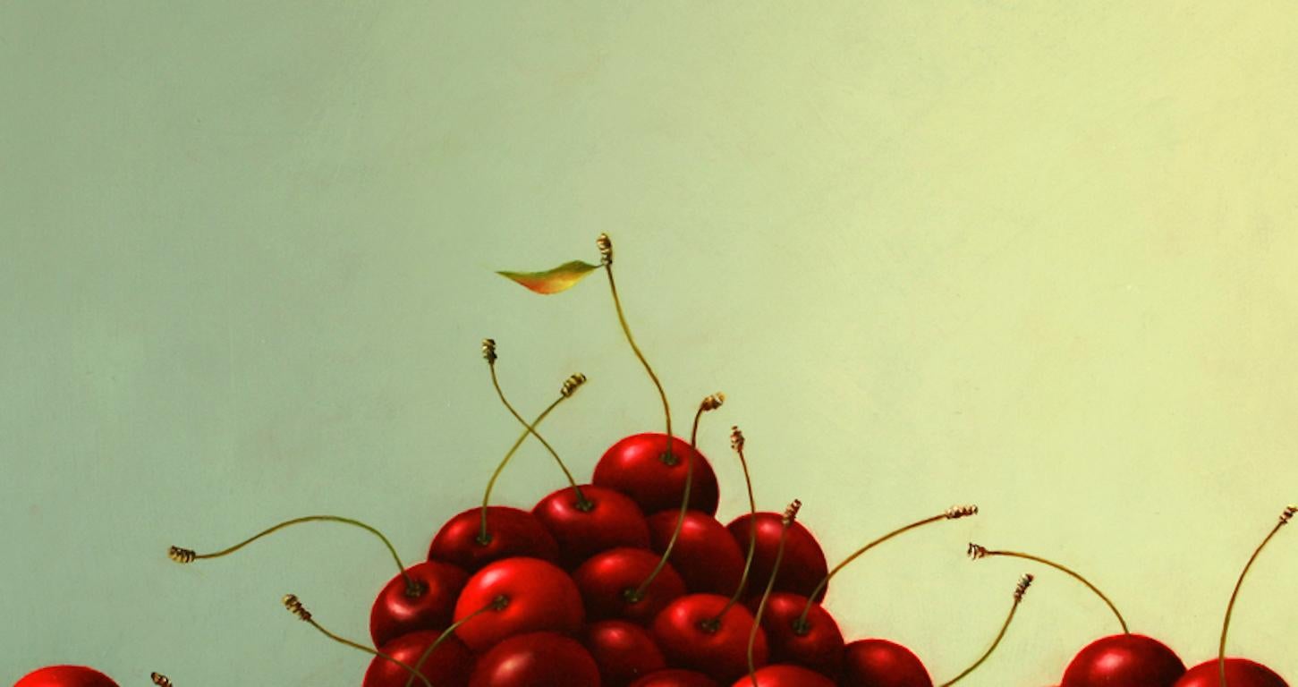 ''Cherries” Contemporary Fine Realist Still-Life Painting of Red Cherries, Fruit For Sale 1
