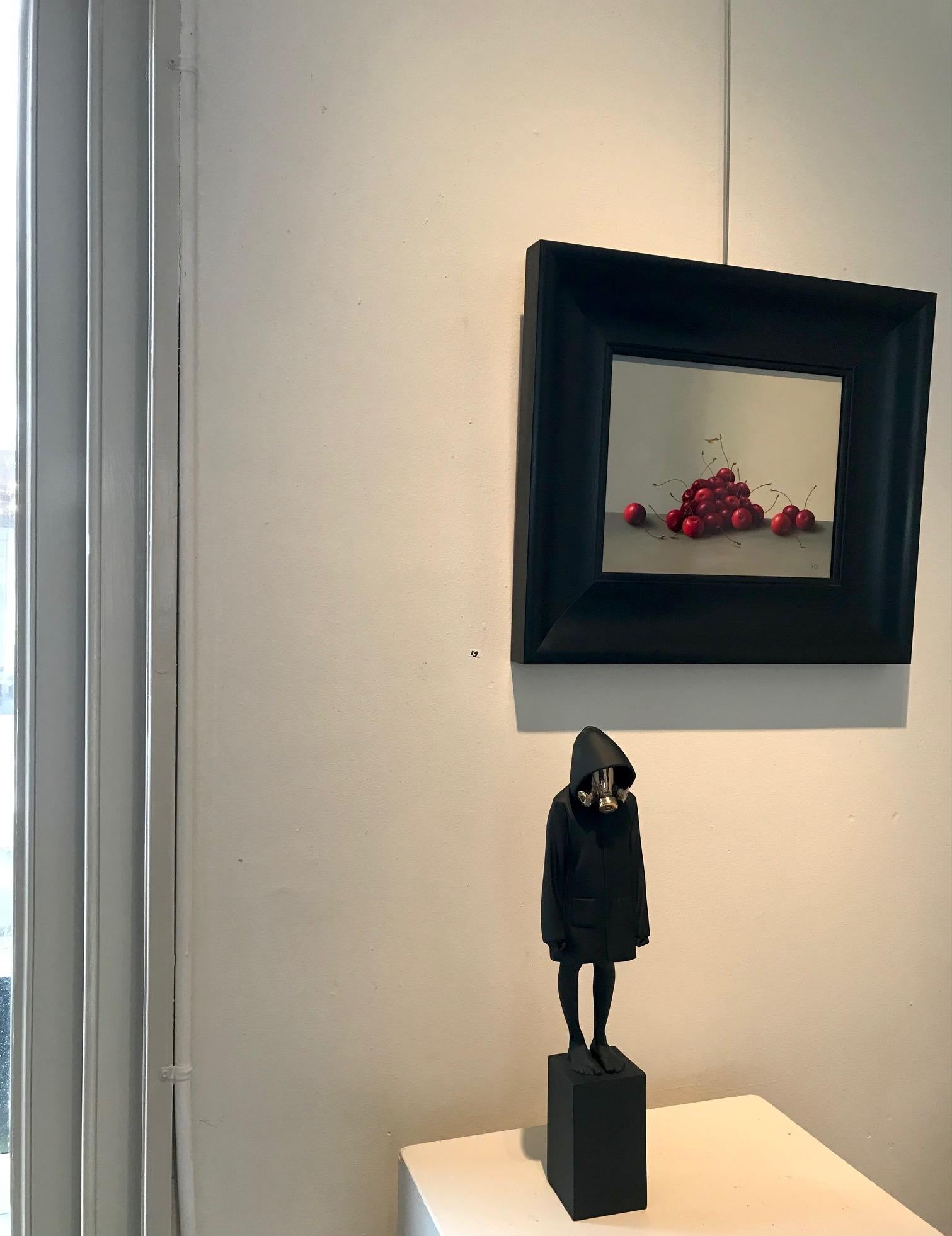 ''Cerises'' Peinture réaliste contemporaine de nature morte de cerises rouges, fruits en vente 2