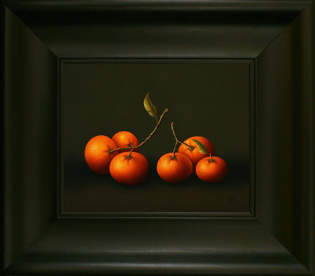 Zeitgenössisches, feines, realistisches Stillleben einer Clementines – Painting von René Smoorenburg 