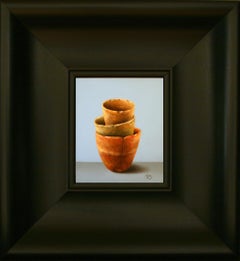 ''Flower Pots” Contemporary Fine Realist Still-Life Painting of Terracotta Pots