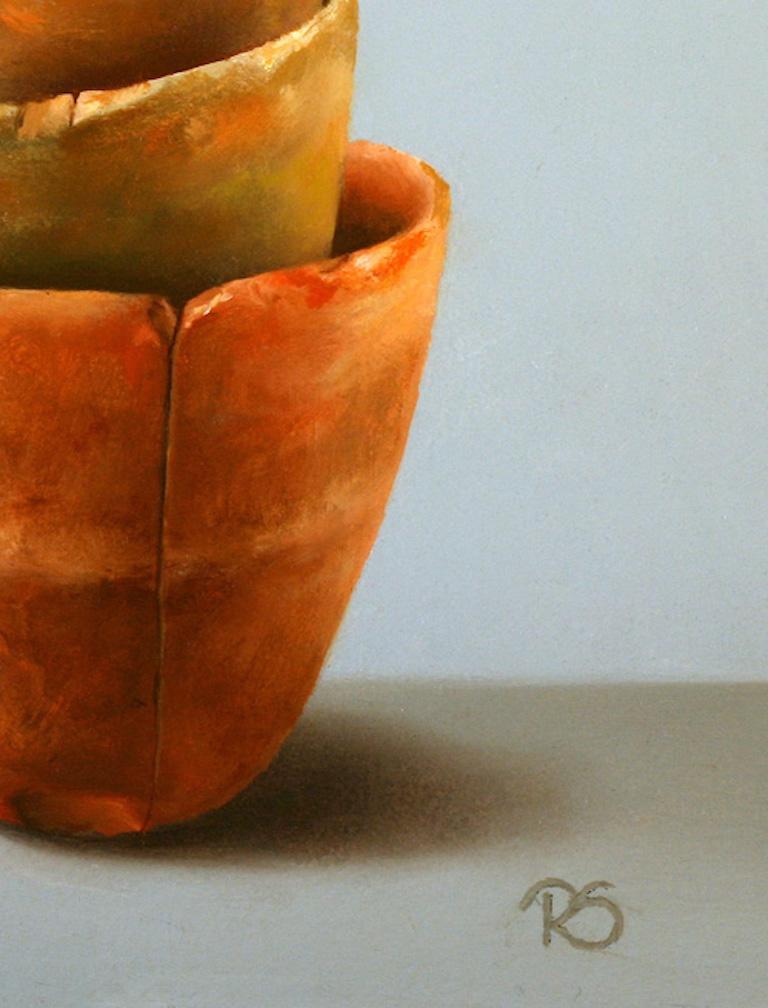 ''Flower Pots” Contemporary Fine Realist Still-Life Painting of Terracotta Pots 2