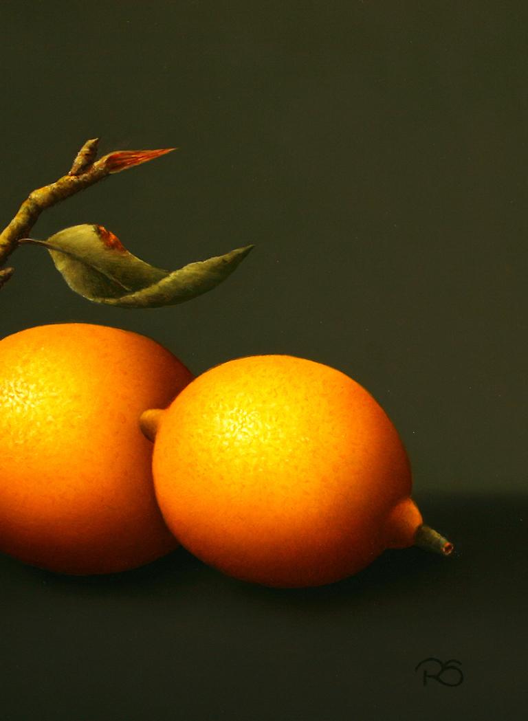 “Lemons” Contemporary Fine Realist Still-Life Painting of Lemons, Fruit 3