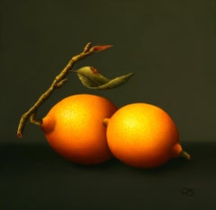 “Lemons” Contemporary Fine Realist Still-Life Painting of Lemons, Fruit