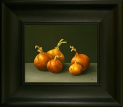 ''Onions” Contemporary Fine Realist Still-Life Painting of Five Onions