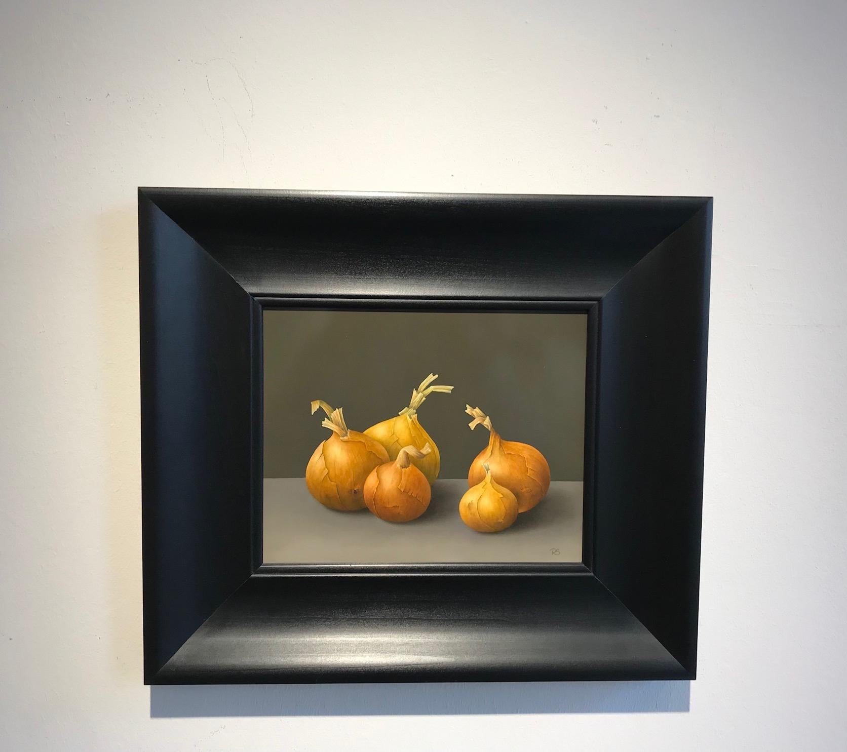 ''Onions” Contemporary Fine Realist Still-Life Painting of Five Onions For Sale 1
