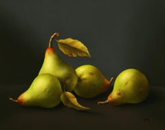 “Pears” Contemporary Fine Realist Still-Life Painting of Pears, Fruit