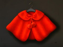 “Red Cape” Contemporary Fine Realist Still-Life Painting of a Red Cape