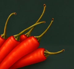 ''Red Chillies” Contemporary Fine Realist Still-Life Painting of Red Chillies