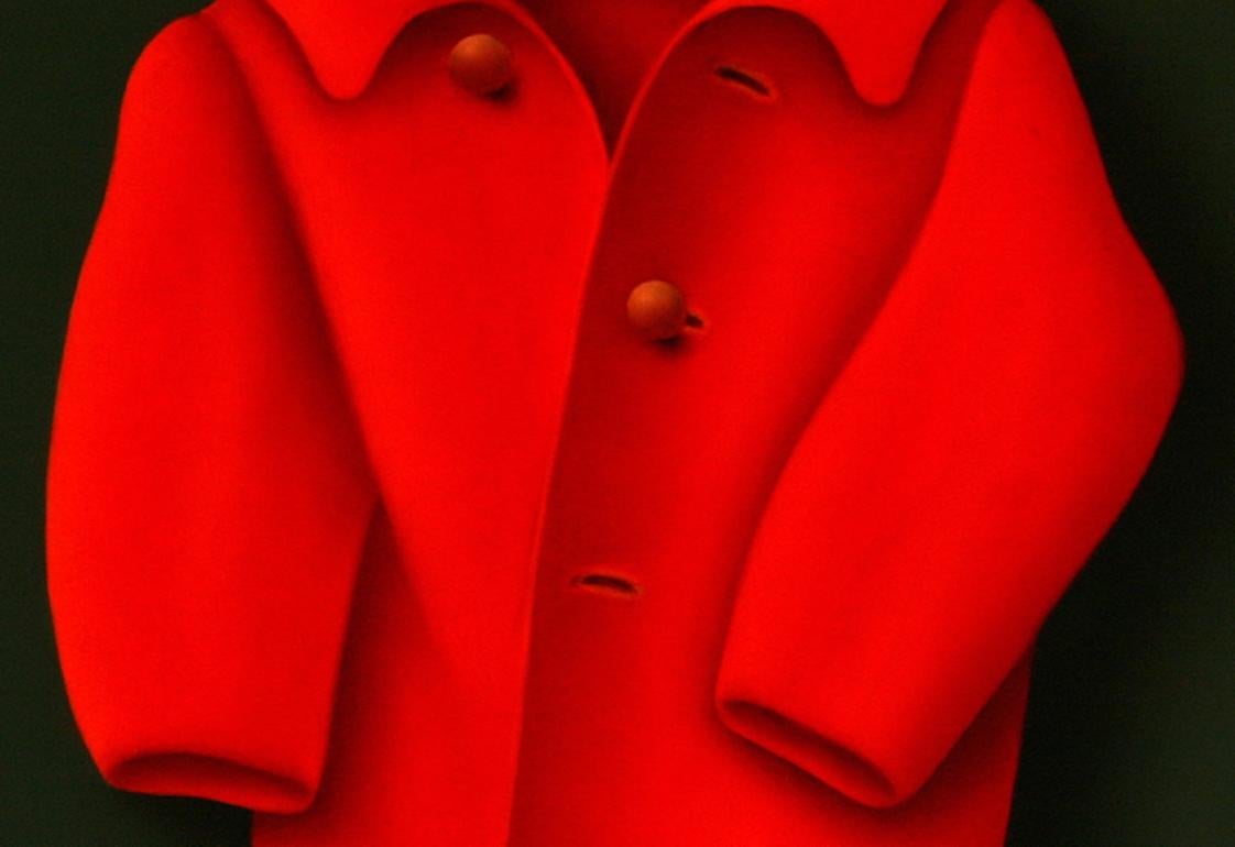 “Red Coat” Contemporary Fine Realist Still-Life Painting of a Red Coat For Sale 2