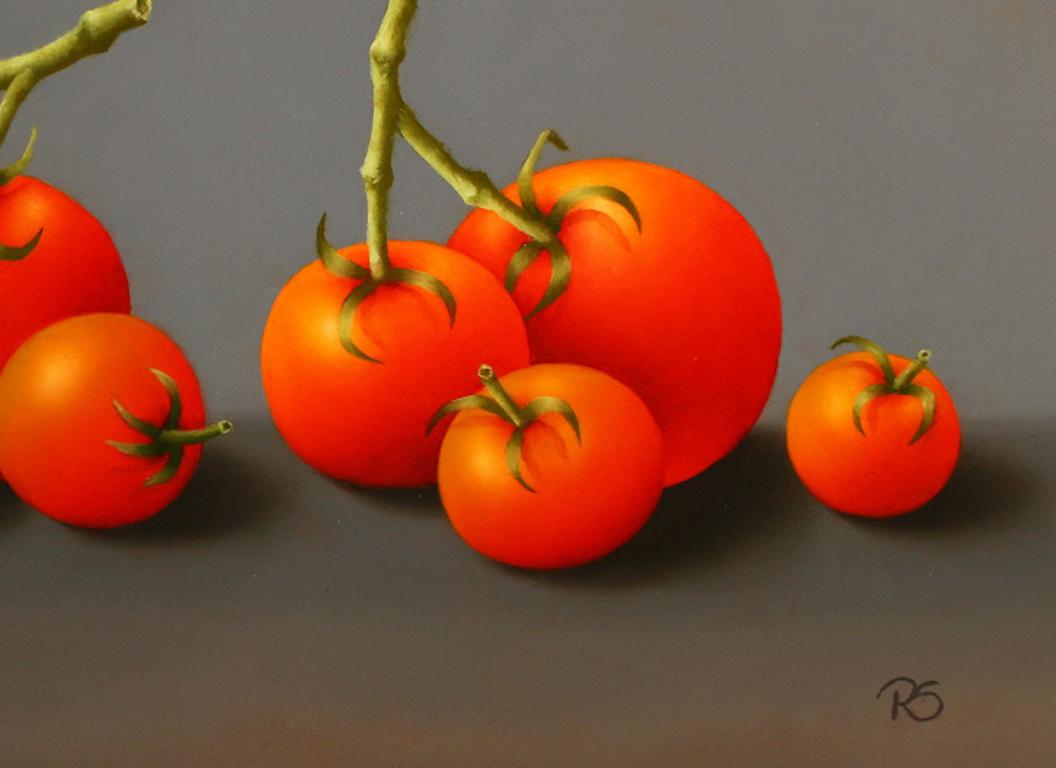 ''Tomatoes” Contemporary Fine Realist Still-Life Painting of Red Tomatoes For Sale 1