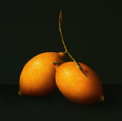 ''Two Lemons” Contemporary Fine Realist Still-Life Painting of Lemons, Fruit