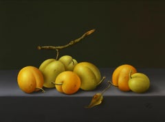 ''Yellow Plums” Contemporary Fine Realist Still-Life Painting of Yellow Plums