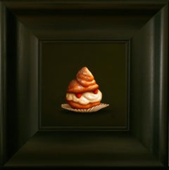 "Hojaldre de crema con fresas" Pintura Realista Holandesa de Naturaleza Muerta Pastelera