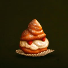 Peinture réaliste néerlandaise de peinture de nature morte - Peinture de pâtisserie représentant une bouffée de crème avec des fraises