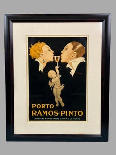 Originallithographie von Rene Vincent (französisch 1879-1936) für Porto Ramos-Pinto, gerahmt