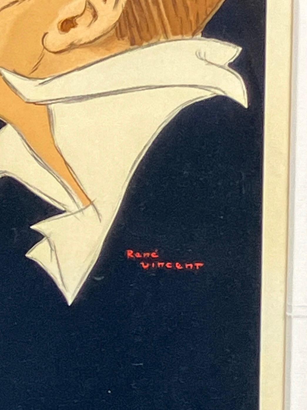 Art Deco Rene Vincent (French 1879-1936) Original Lithograph for Porto Ramos-Pinto Framed For Sale