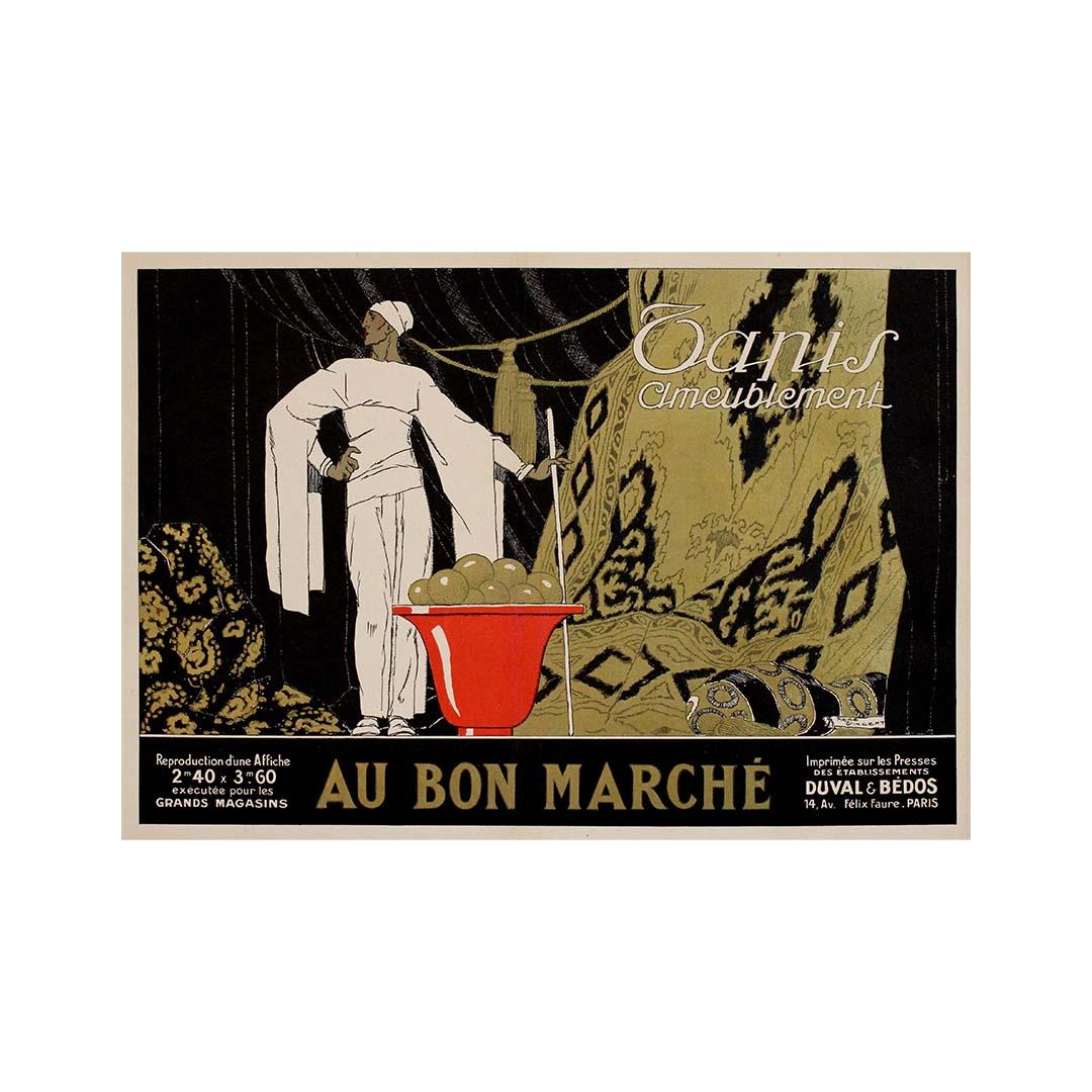 Circa 1930 original poster by René Vincent - Tapis ameublement Au Bon Marché For Sale 2