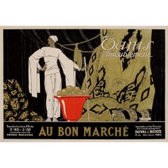 Cartel original de René Vincent de hacia 1930 - Tapis ameublement Au Bon Marché