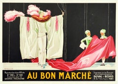 Original Vintage Poster Au Bon Marche Paris Fashion Textiles Fabric Stage Design