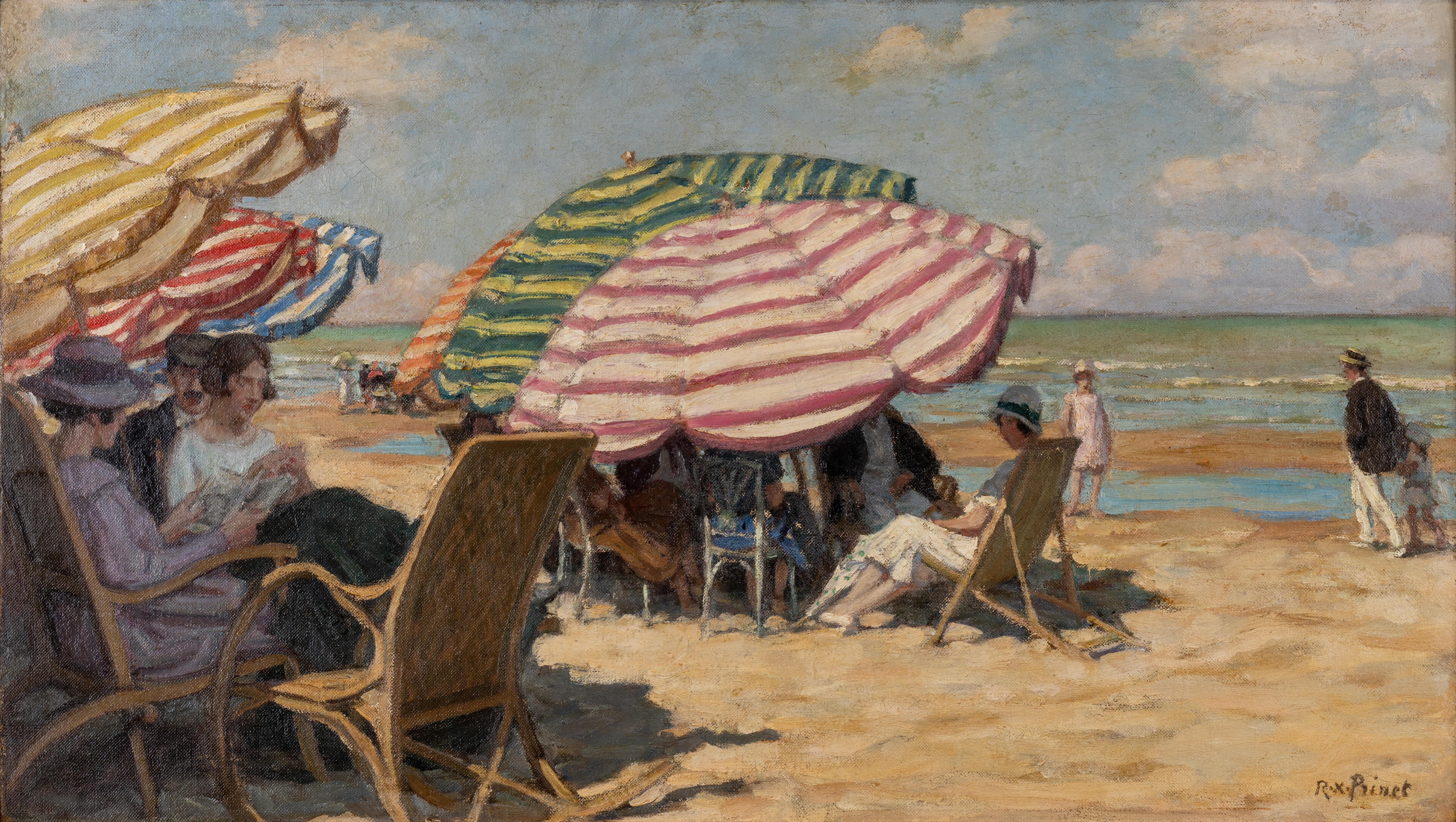 La Plage de Cabourg - Impressionist Painting by Rene-Xavier Prinet