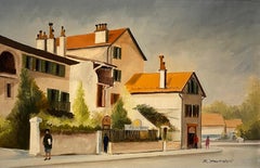 René Zwahlen "Place petit Saconnex" - huile sur toile 